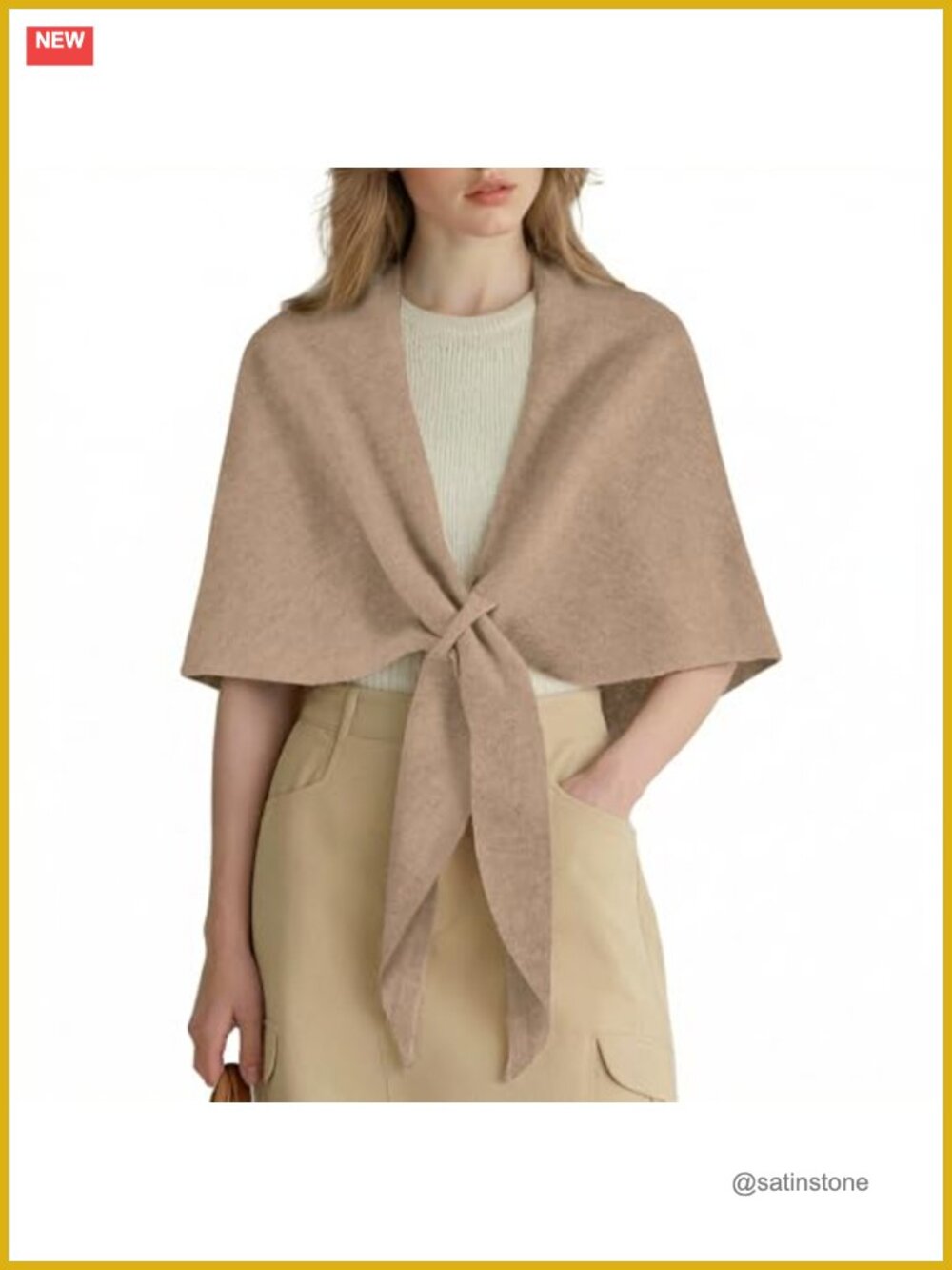 Women's Merino Wool Pashmina Shawl Wrap Triangle Scarf Loop Closure